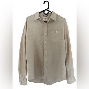 Weatherproof Men's Light Beige Button Down Linen Shirt
